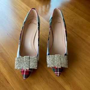 J Crew Glitter Bow D’ORASEY pump in plaid